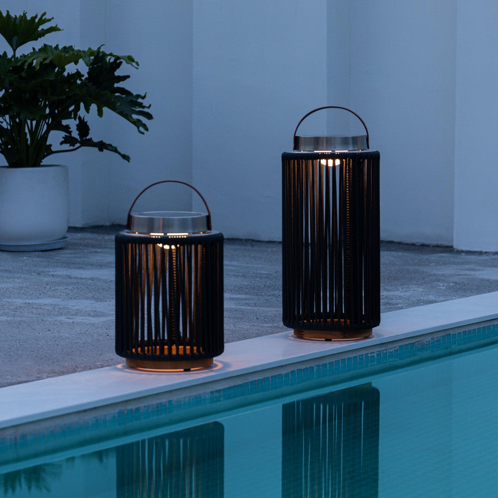 Maze Luna Charcoal Black Rope Outdoor Solar Light Small